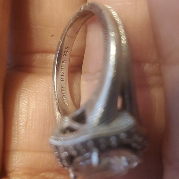 Vintage Judith Ripka Sterling Silver 4 point halo CZ engagement ring 8-8.5 - Picture 8 of 11